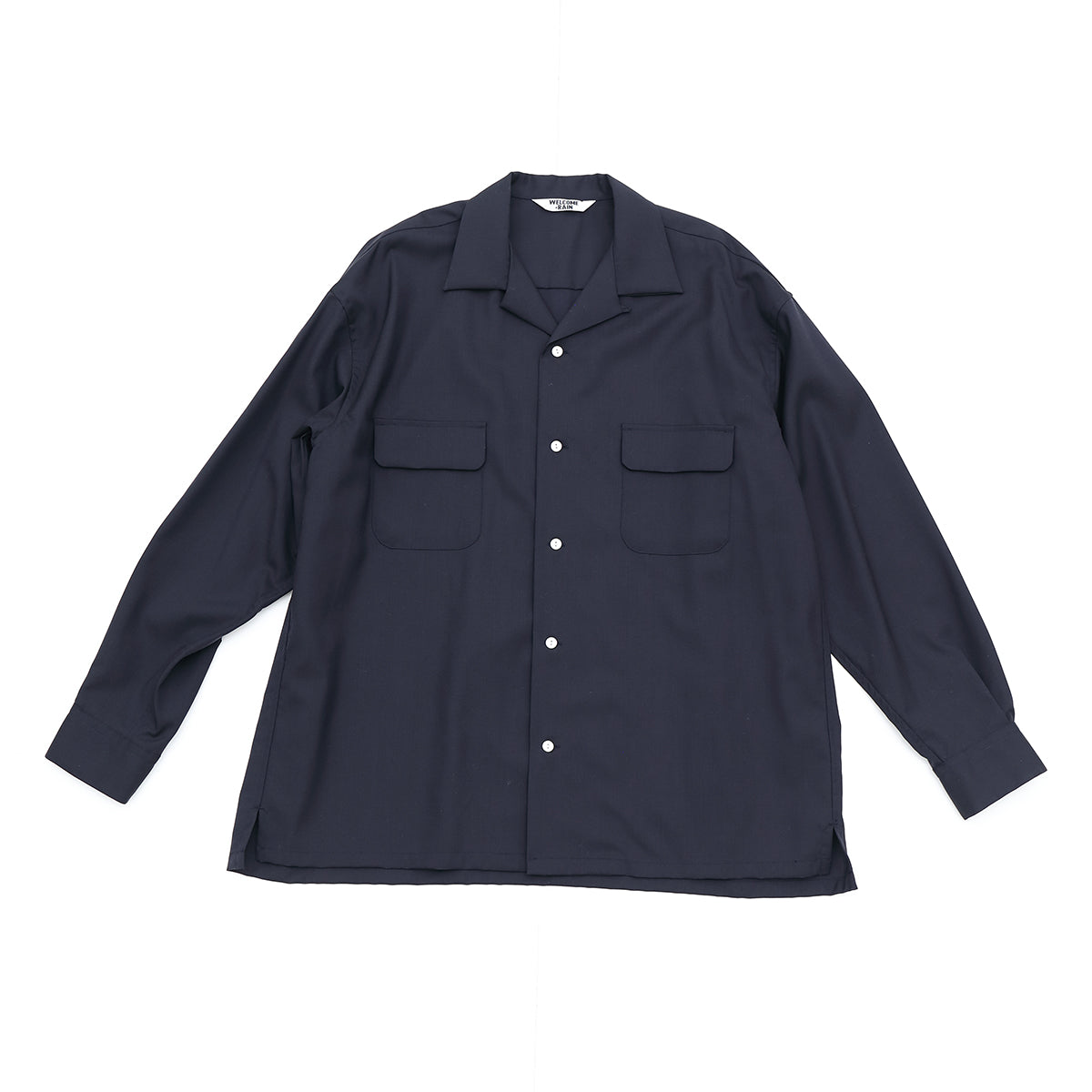 WOOL OPEN COLLAR SHIRT [WR3-SH002] NAVY