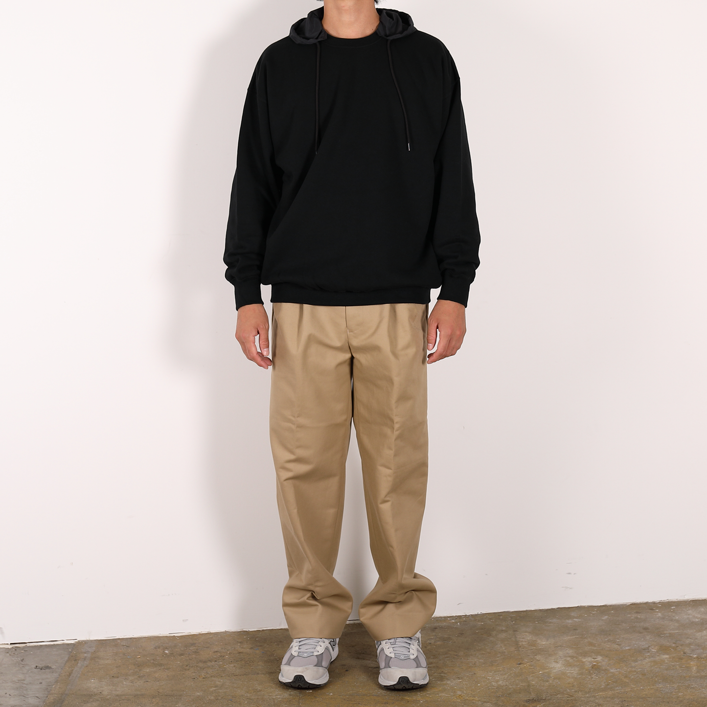 CREW NECK HOODIE [WR1-SW002A] Black × Black Poly