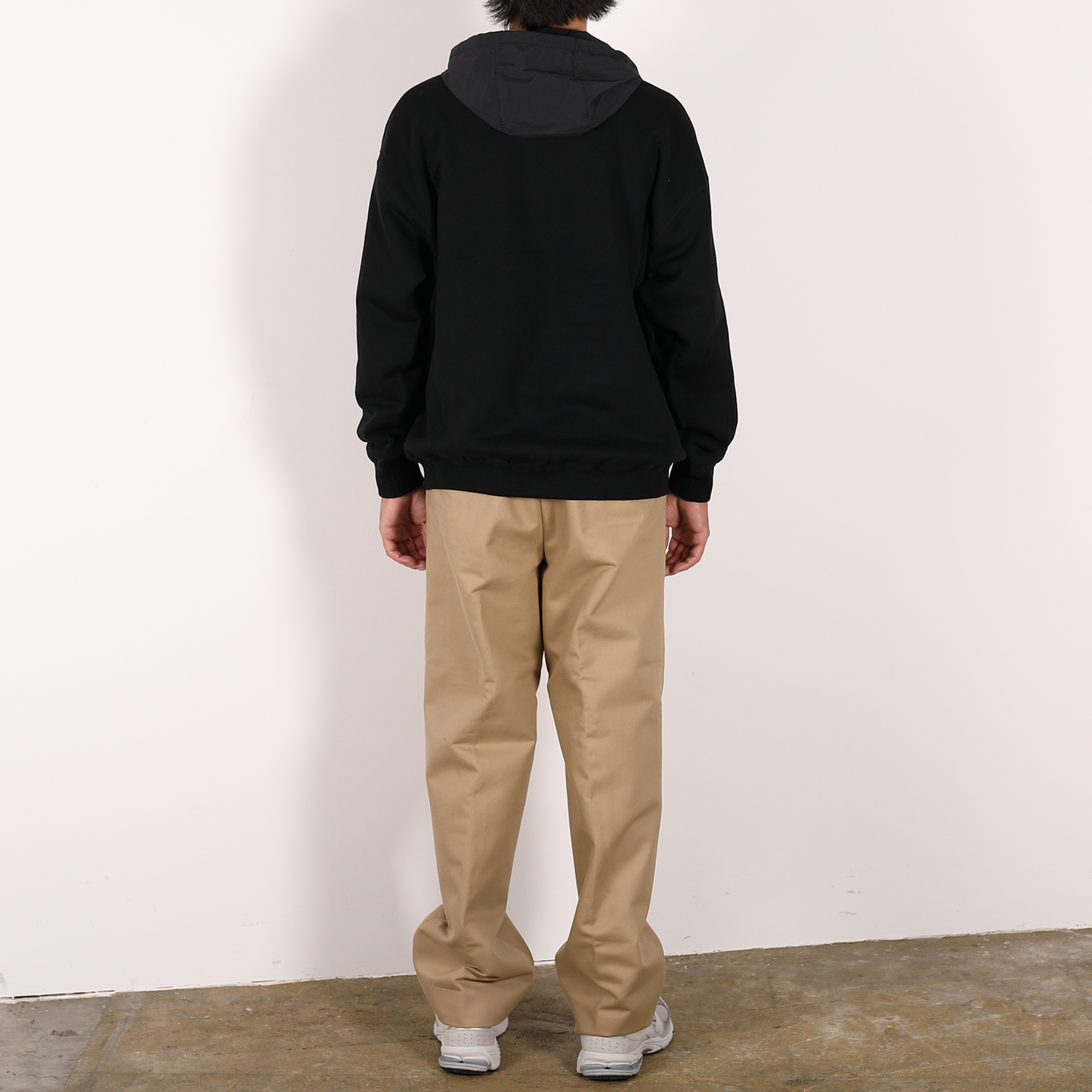 CREW NECK HOODIE [WR1-SW002A] Black × Black Poly