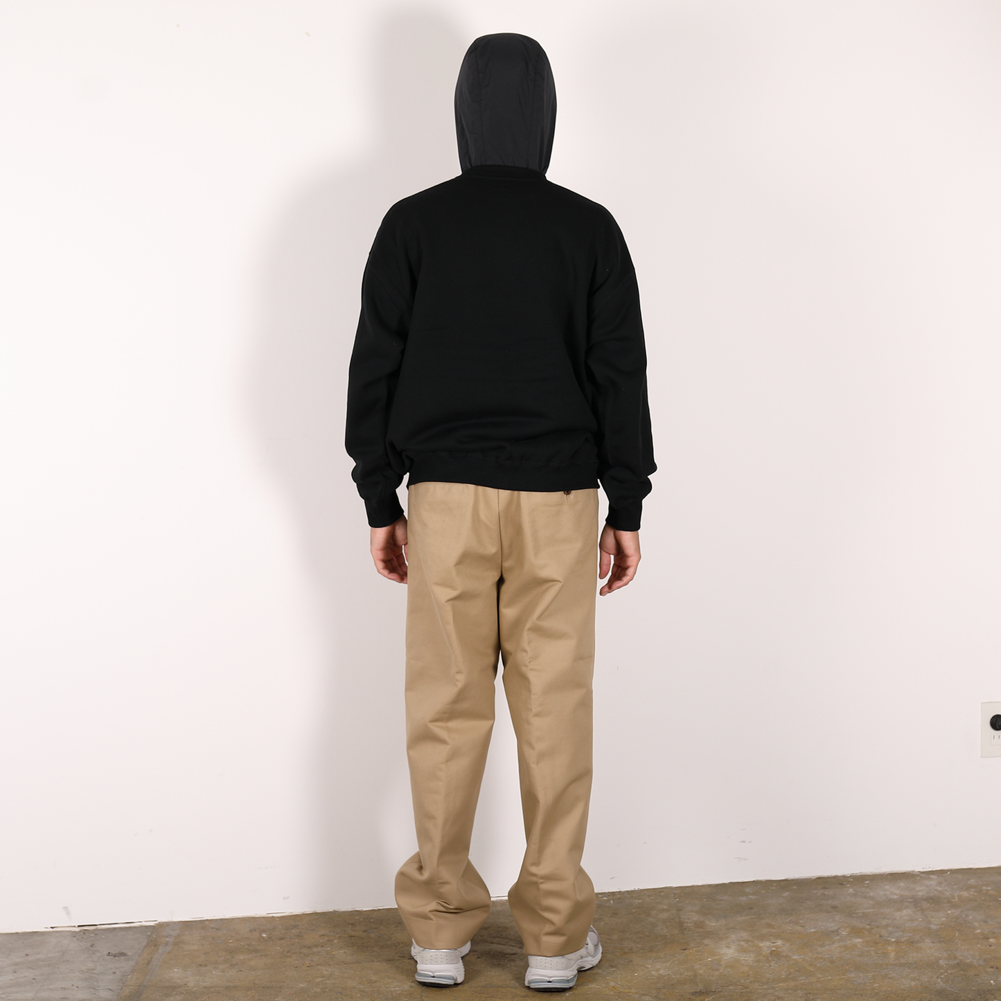 CREW NECK HOODIE [WR1-SW002A] Black × Black Poly