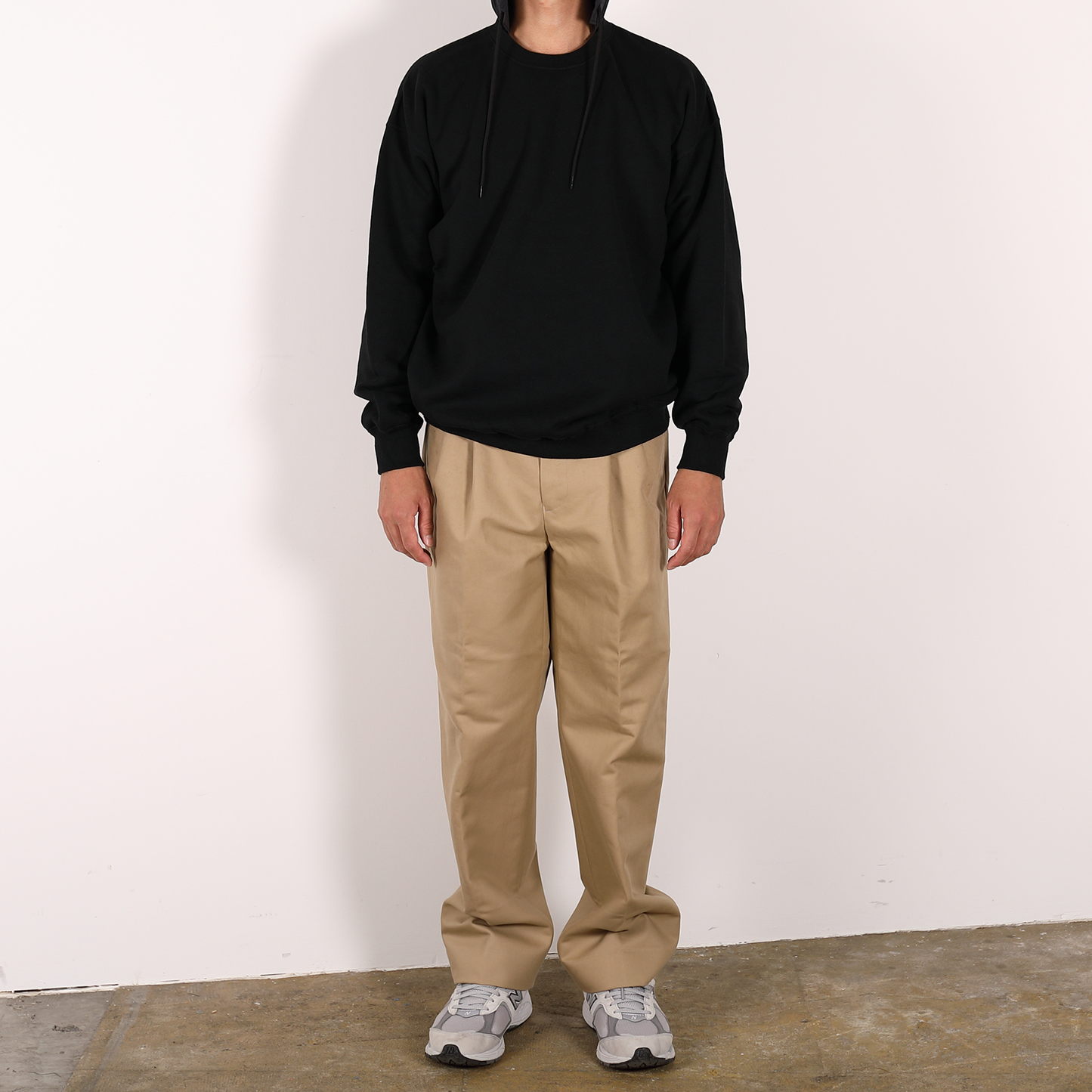 CREW NECK HOODIE [WR1-SW002A] Black × Black Poly