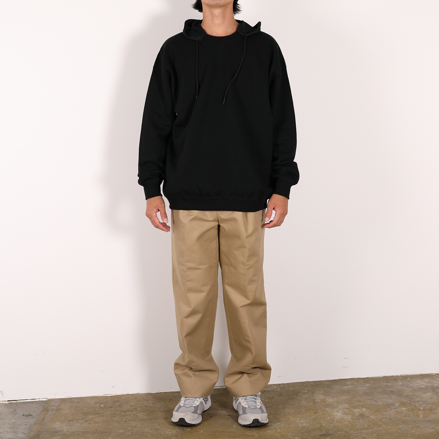 CREW NECK HOODIE [WR1-SW002B] Black ×Black