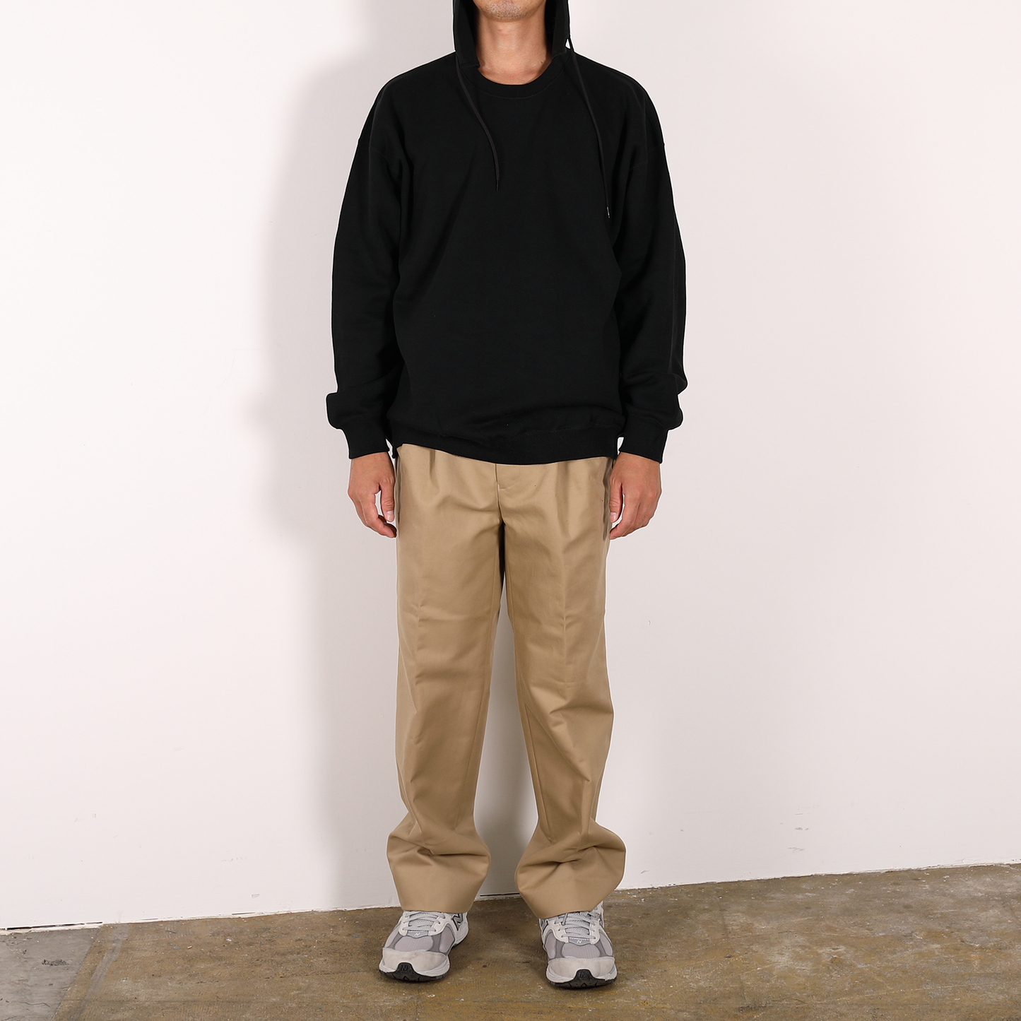 CREW NECK HOODIE [WR1-SW002B] Black ×Black